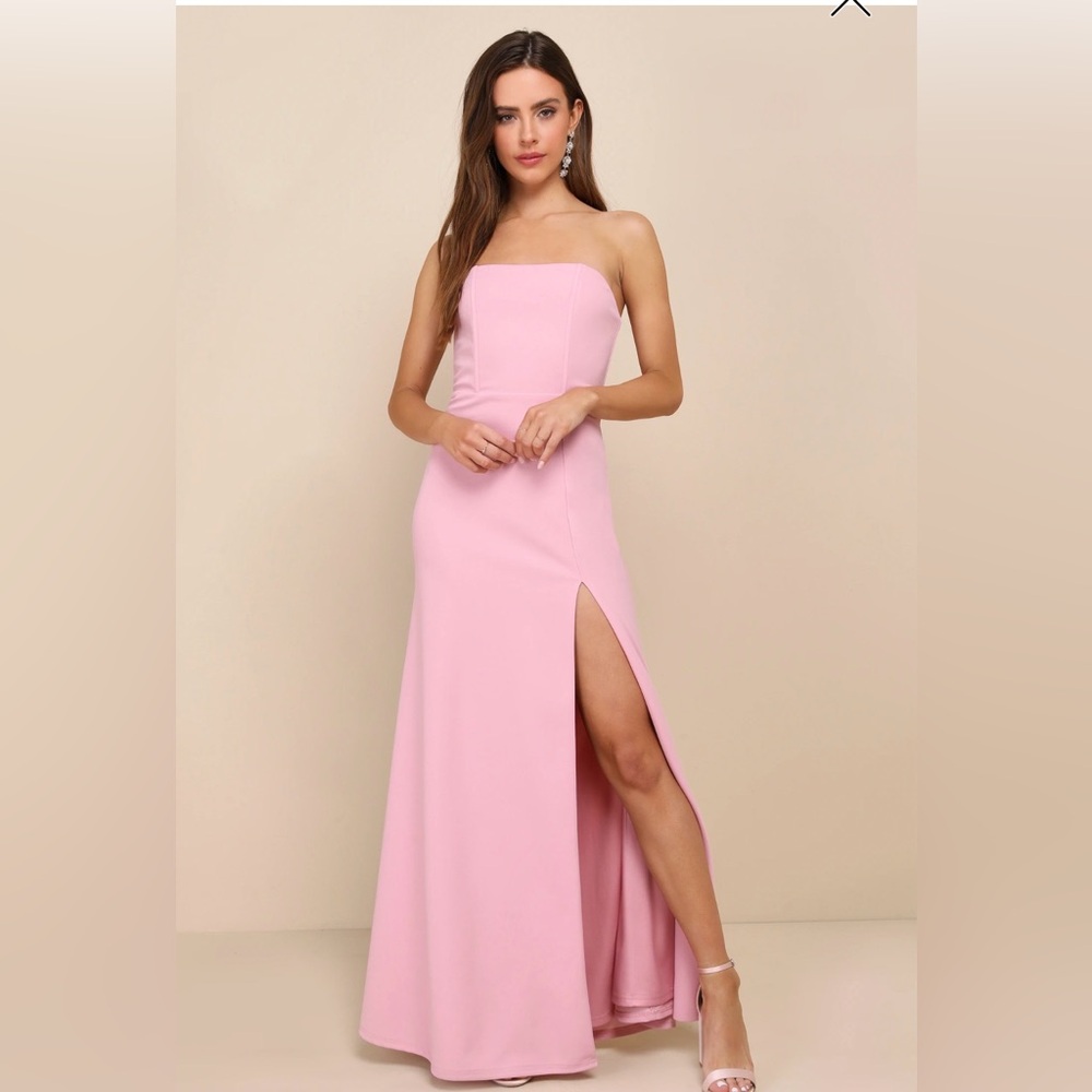 Lulus Night of Compliments Strapless Bustier Maxi Dress – Rose Pink